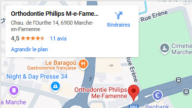 Google Maps Orthodontie Philips à Marche en Famenne